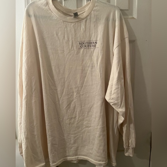 3X Gildan Cream Long Sleeve Tee with Fall Graphic - Picture 2 of 5